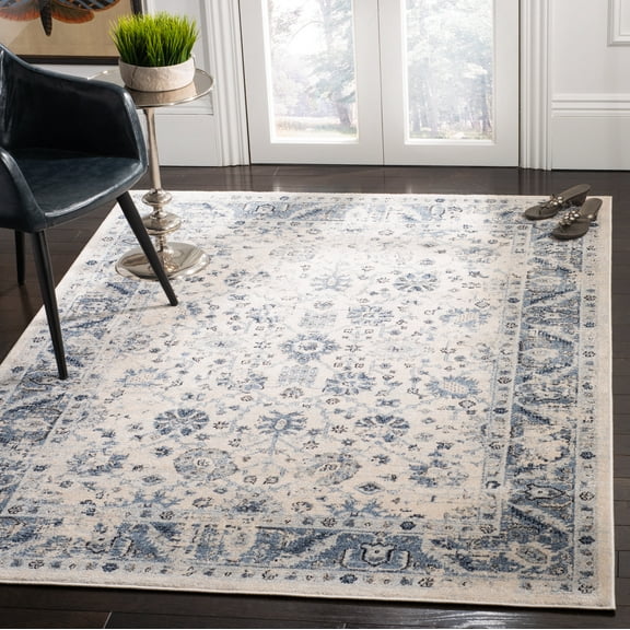 SAFAVIEH Charleston Tangier Floral Area Rug, Ivory/Blue, 5'3" x 7'6"