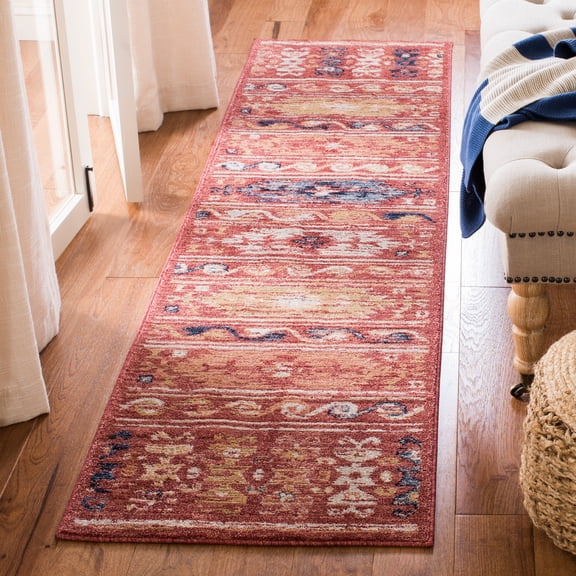 SAFAVIEH Charleston Rupert Southwestern Runner Rug, Rust/Ivory, 2' x 8'