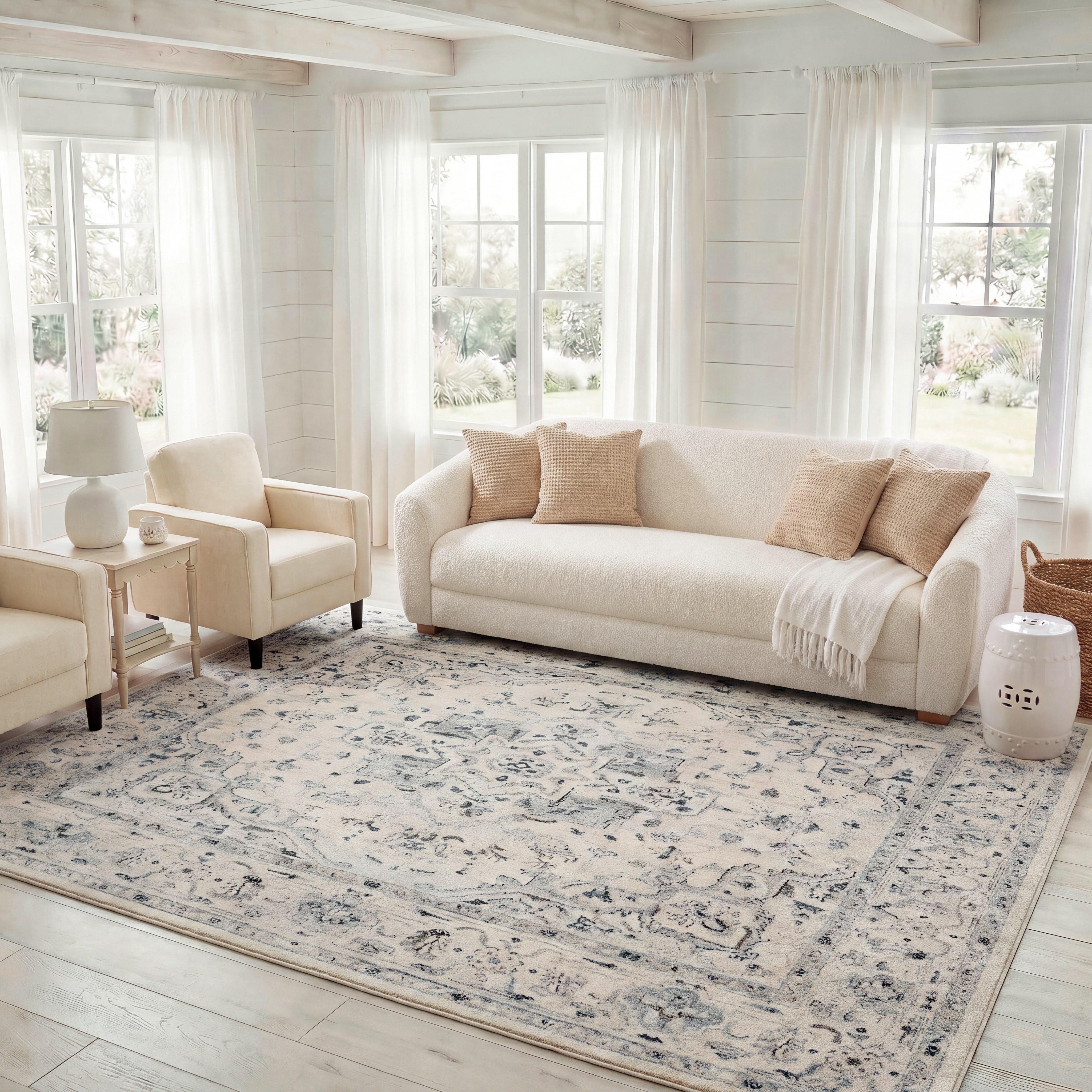 Safavieh Charleston Zharko Floral Area Rug, Ivory/Light Blue, 6' x 8'
