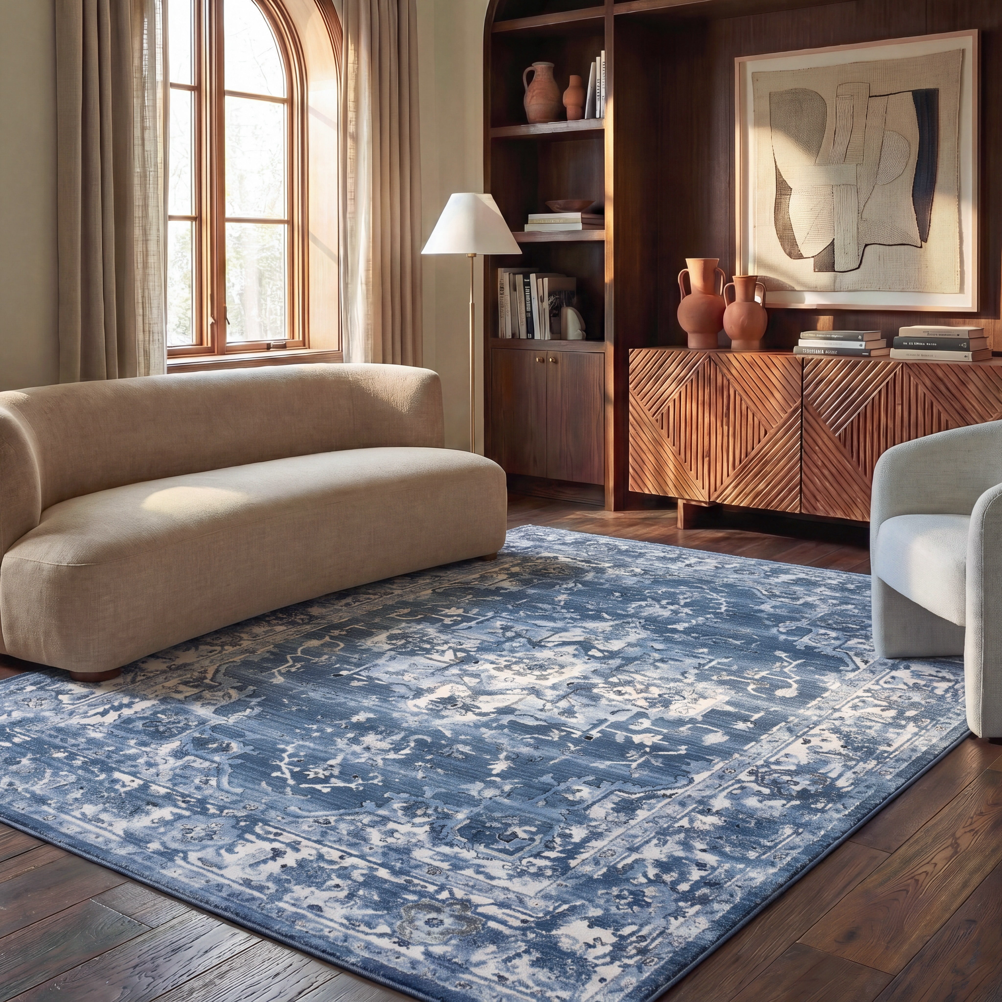 Safavieh Charleston Zharko Floral Area Rug, Navy/Creme, 6' x 8'