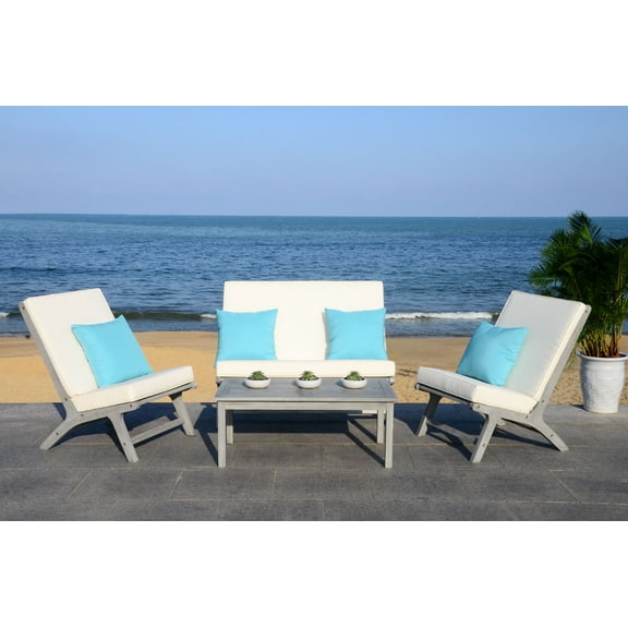 Safavieh Chaston 4 Piece Outdoor Modern Wood Living Set