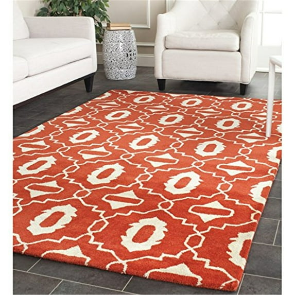 Safavieh Chatham 8' X 10' Hand Tufted Wool Rug in Orange and Ivory
