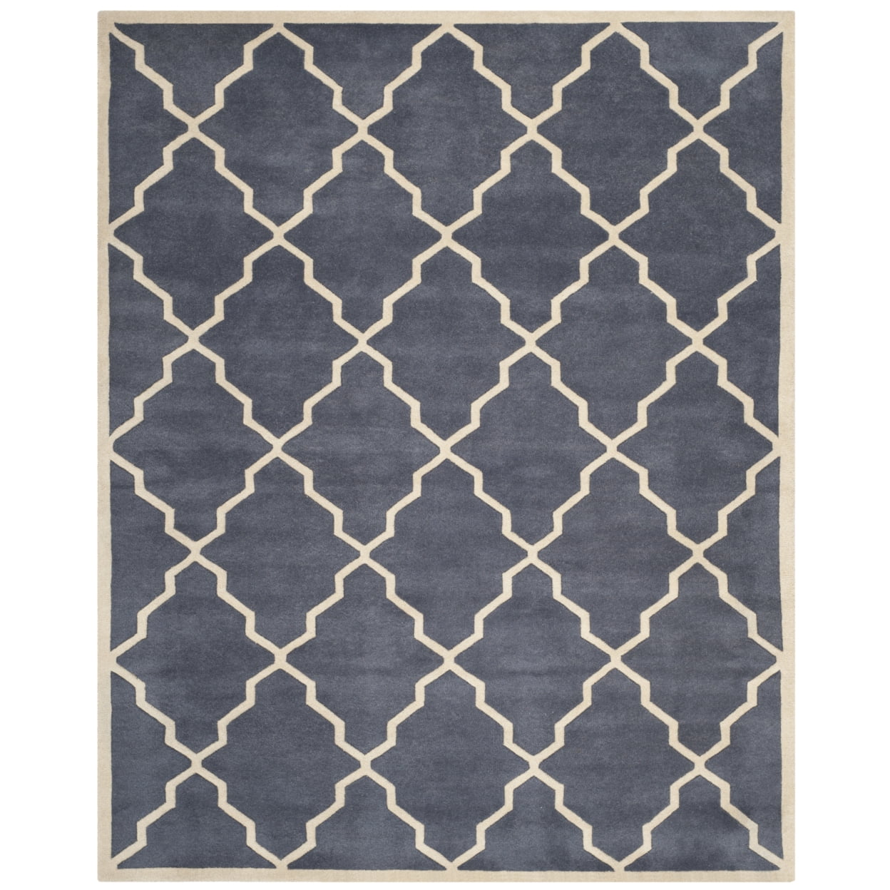 Gray Round Hand-Tufted Wool Non-Slip Rug, 36" x 24"