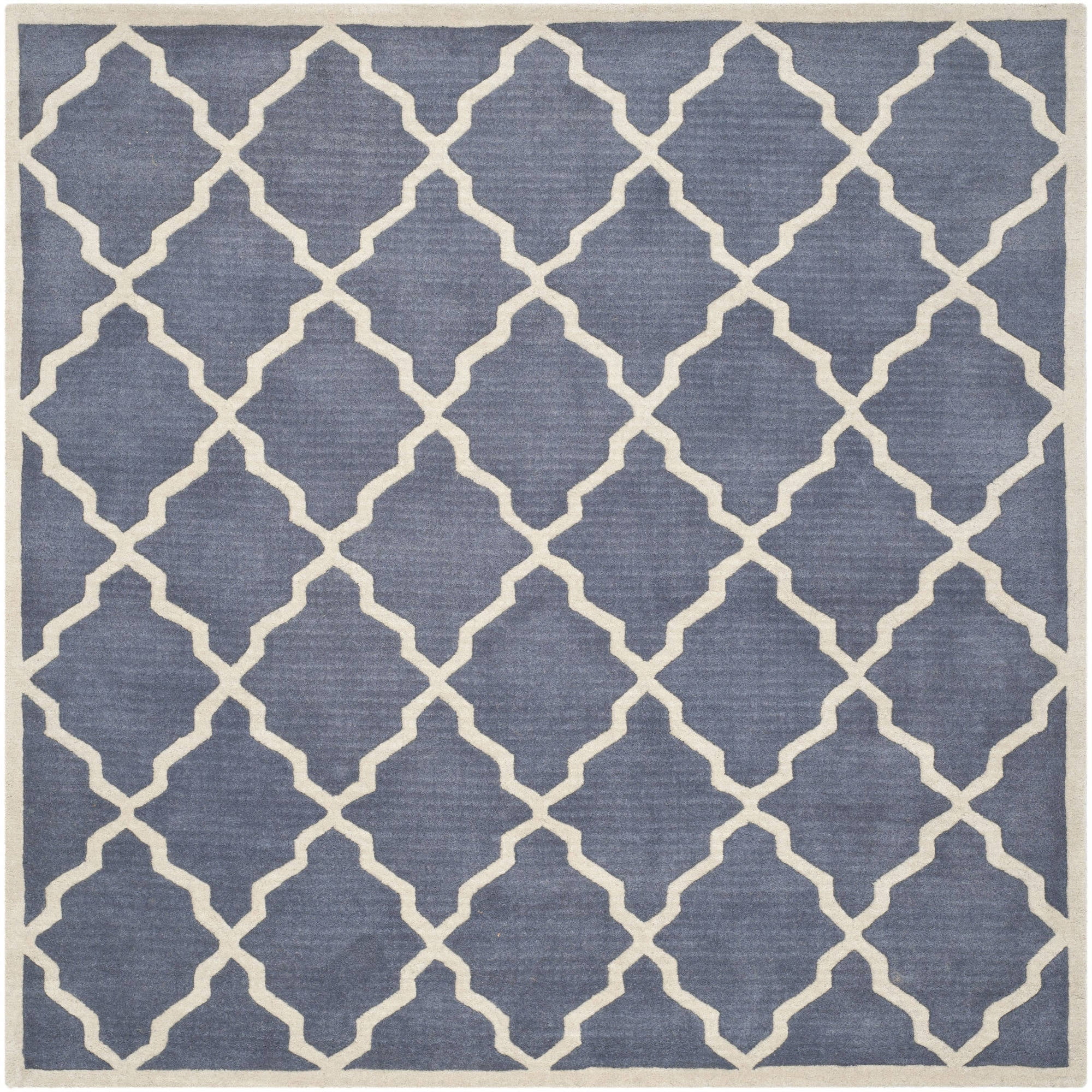 Hand-tufted Gray Wool 59" Square Non-slip Area Rug