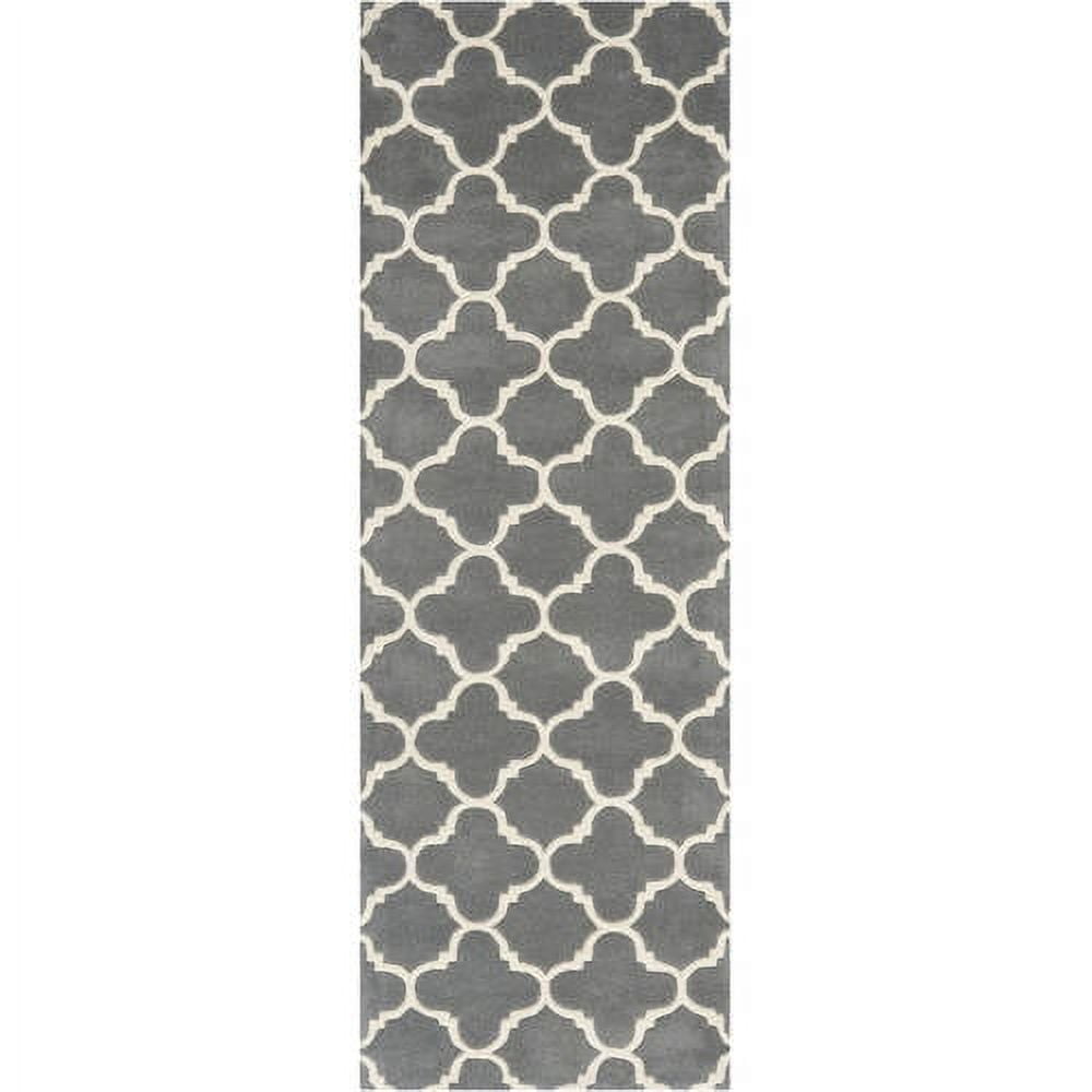 Handmade Dark Grey and Ivory Wool Area Rug