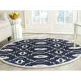 thumbnail image 1 of SAFAVIEH Chatham Ethan Geometric Wool Area Rug, Dark Blue/Ivory, 5' x 5' Round, 1 of 11