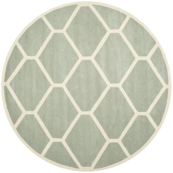 SAFAVIEH Chatham Greg Geometric Wool Area Rug, Gray/Ivory, 7' x 7' Round