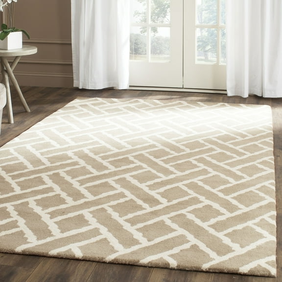SAFAVIEH Chatham Jerrod Geometric Wool Area Rug, Beige/Ivory, 5' x 8'