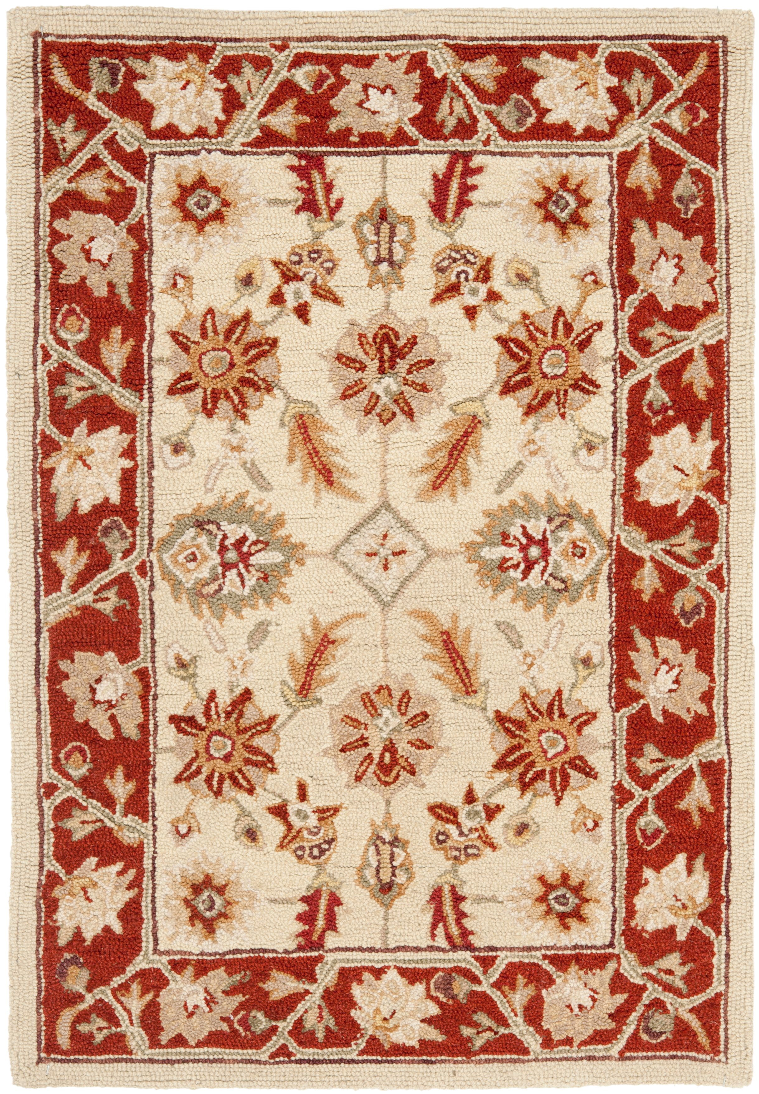 Chelsea Beige and Rust Hand-Knotted Wool Rug