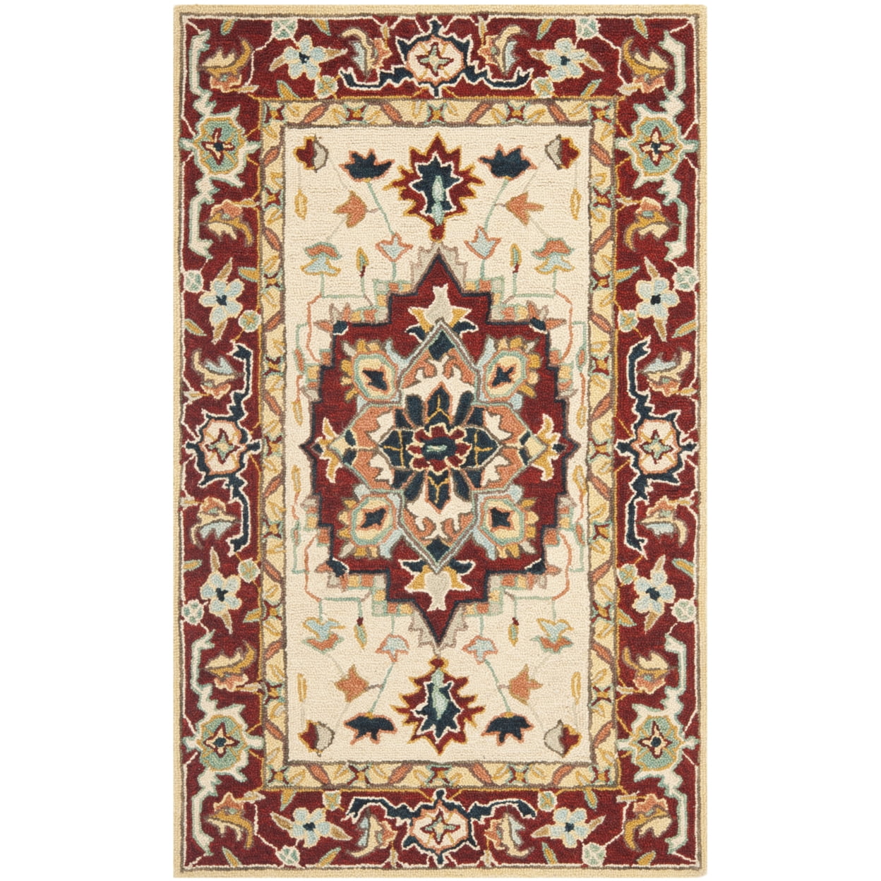 Chelsea Red and Ivory Floral Wool Area Rug