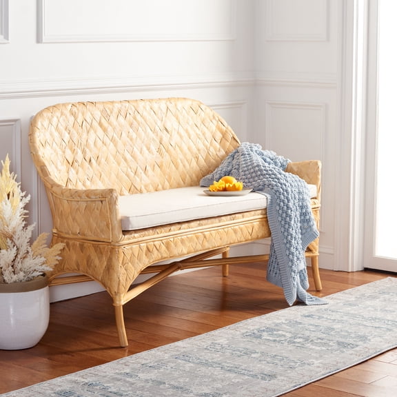 Safavieh Chorus Rattan Coastal Bench, Natural/White