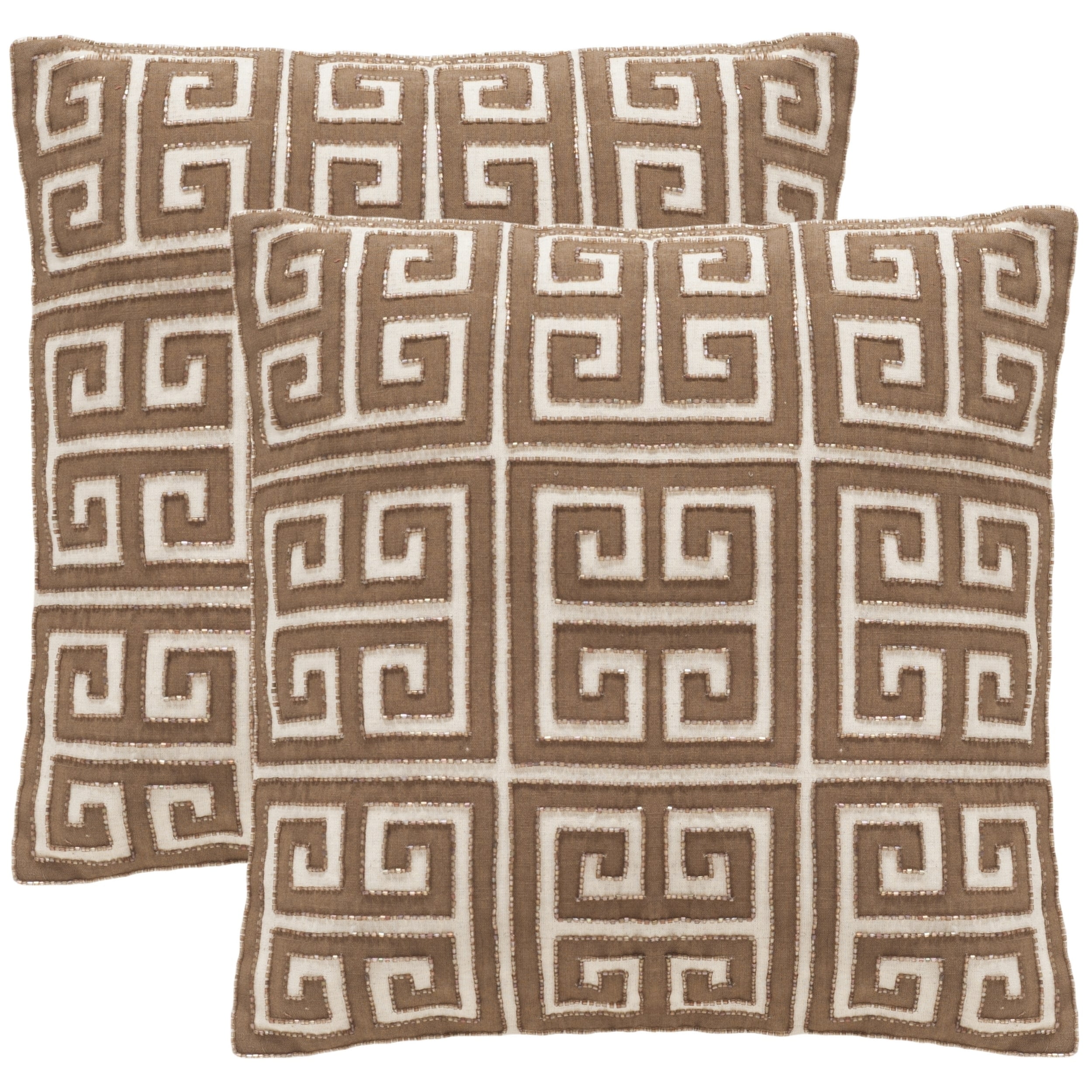 Square Embroidered Natural Hemp Throw Pillows Set