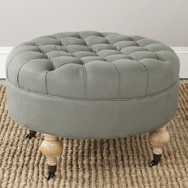 Safavieh Clara Classic Rustic Tufted Round Ottoman with Casters