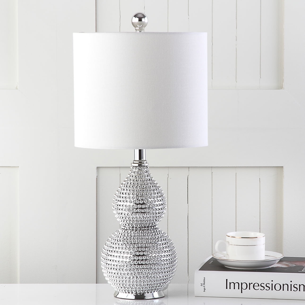 Clarabel Silver 20-Inch Table Lamp with Off-White Shade