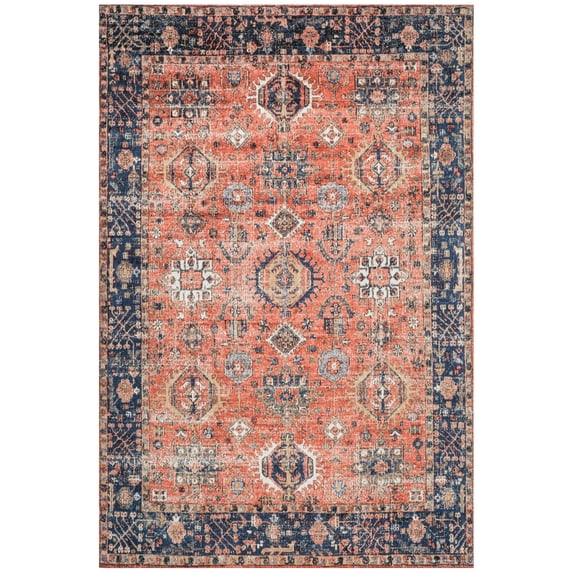 SAFAVIEH Classic Vintage Caroline Medallion Area Rug, Rust/Navy, 5' x 8'