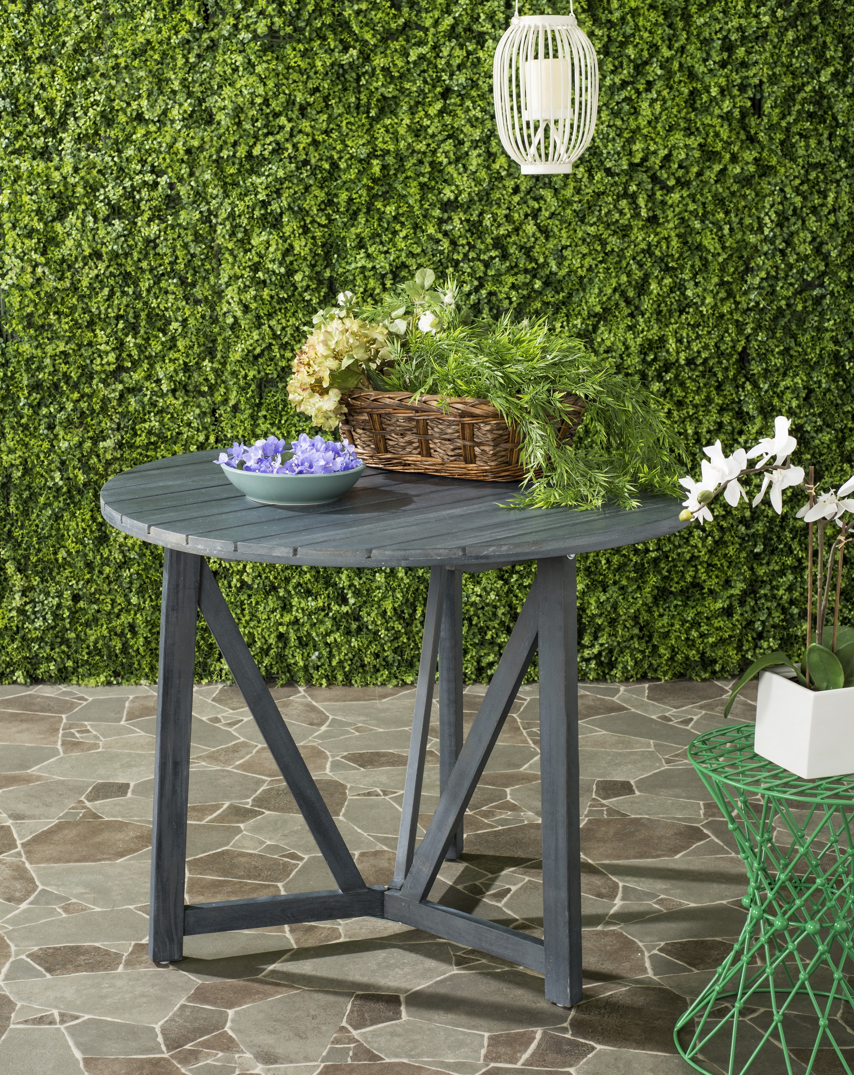 Ash Grey Acacia Wood Round Casual Dining Table