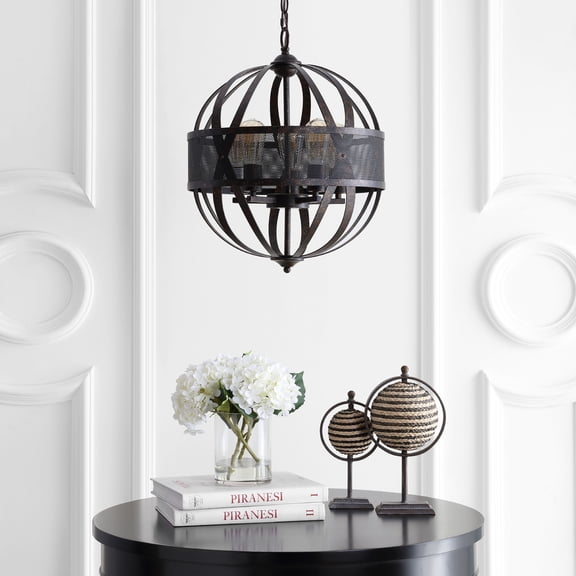 Safavieh Colby 5-Light Rustic Sphered Solid Pendant, Dark Grey