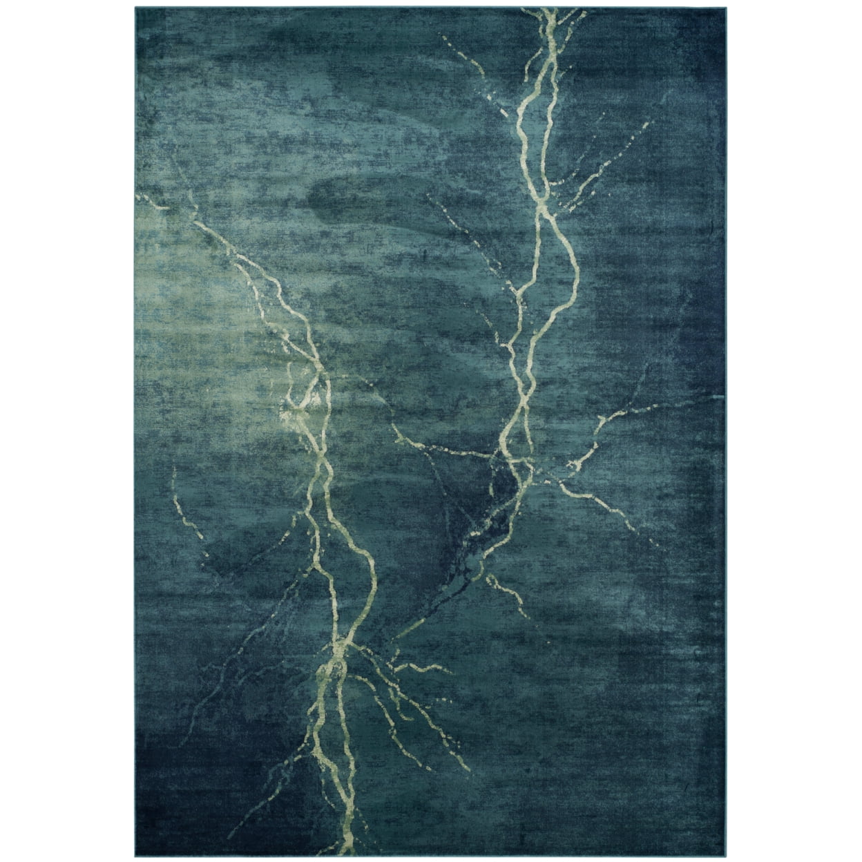 Turquoise Multi Hand-Knotted Viscose Area Rug 5'3" x 7'6"