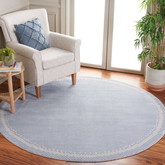 SAFAVIEH Continental Ermintrude Distressed Area Rug, Blue/Beige, 5'3" x 5'3" Round
