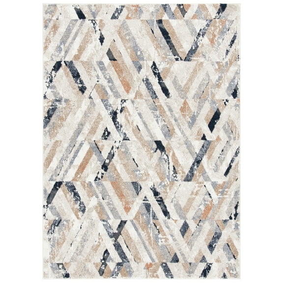 SAFAVIEH Coppertone Amara Geometric Area Rug, Ivory/Navy, 4'5" x 6'5"