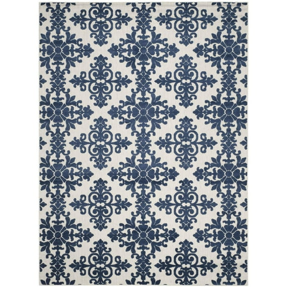 Cottage Taupe Large Rectangle Rug-Color:Cream/Royal,Shape:Large Rectangle,Size:8' X 11'-2"