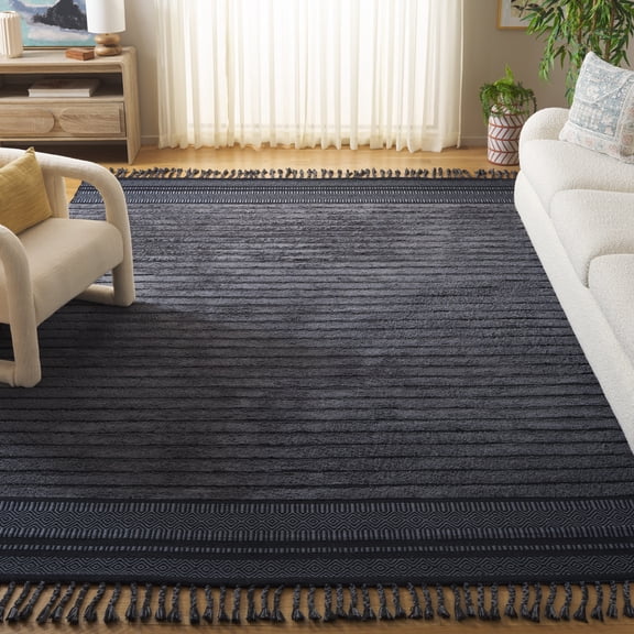 Safavieh Cotton Kilim Giffard Striped Area Rug, Black/Gray, 8' x 10'