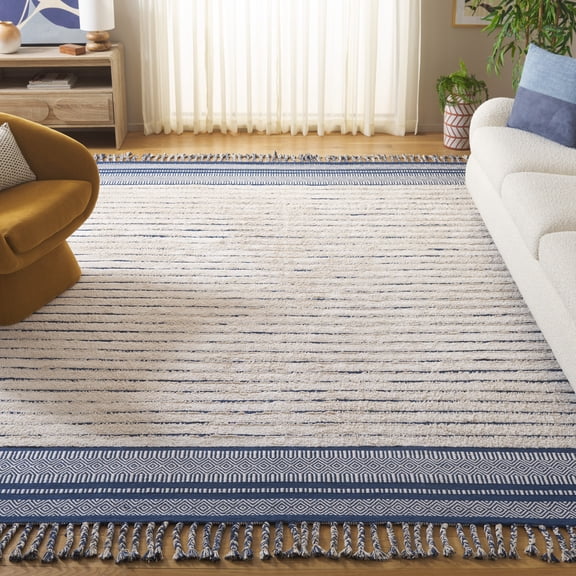 Safavieh Cotton Kilim Giffard Striped Area Rug, Blue/Natural, 3' x 5'