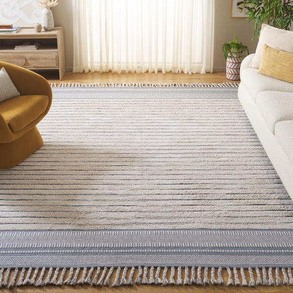 Safavieh Cotton Kilim Giffard Striped Area Rug, Silver/Natural, 3' x 5'