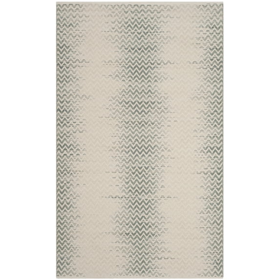 Safavieh Cotton Kilim Kilim Chevron Cotton Area Rug, Dark Green/Ivory, 4' x 6'