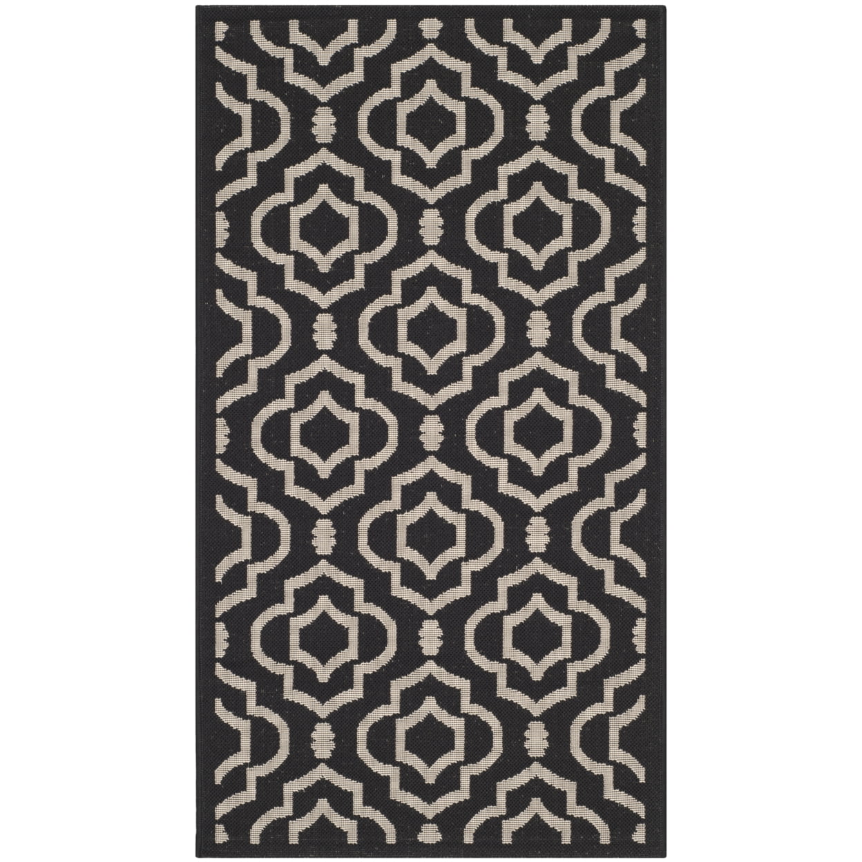 Rectangular Easy-Care Black/Beige Synthetic 5' x 7' Area Rug