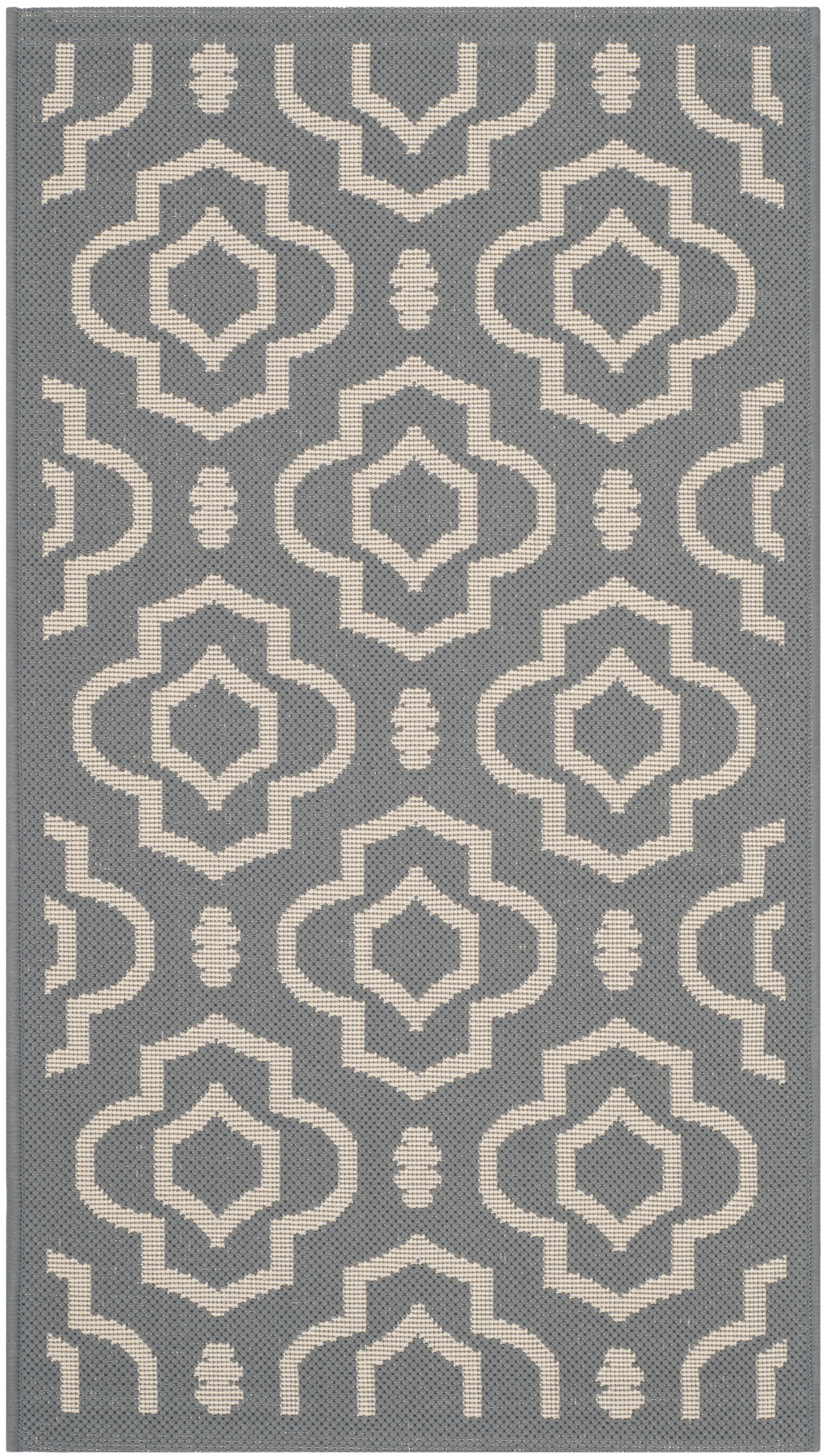 Anthracite and Beige Geometric Indoor/Outdoor Synthetic Rug, 9' x 12'