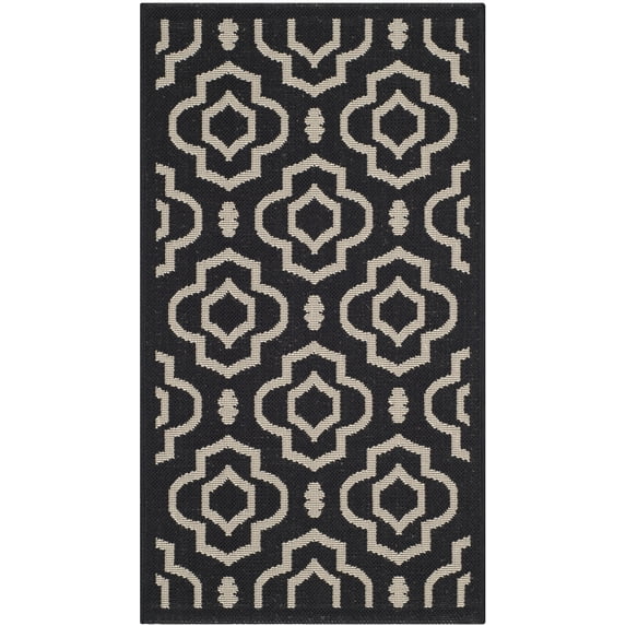 Safavieh Courtyard Lavern Geometric Indoor/Outdoor Area Rug, Black/Beige, 2' x 3'7"
