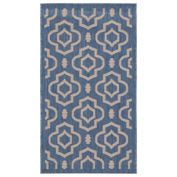 Safavieh Courtyard Lavern Geometric Indoor/Outdoor Area Rug, Blue/Beige, 2' x 3'7"