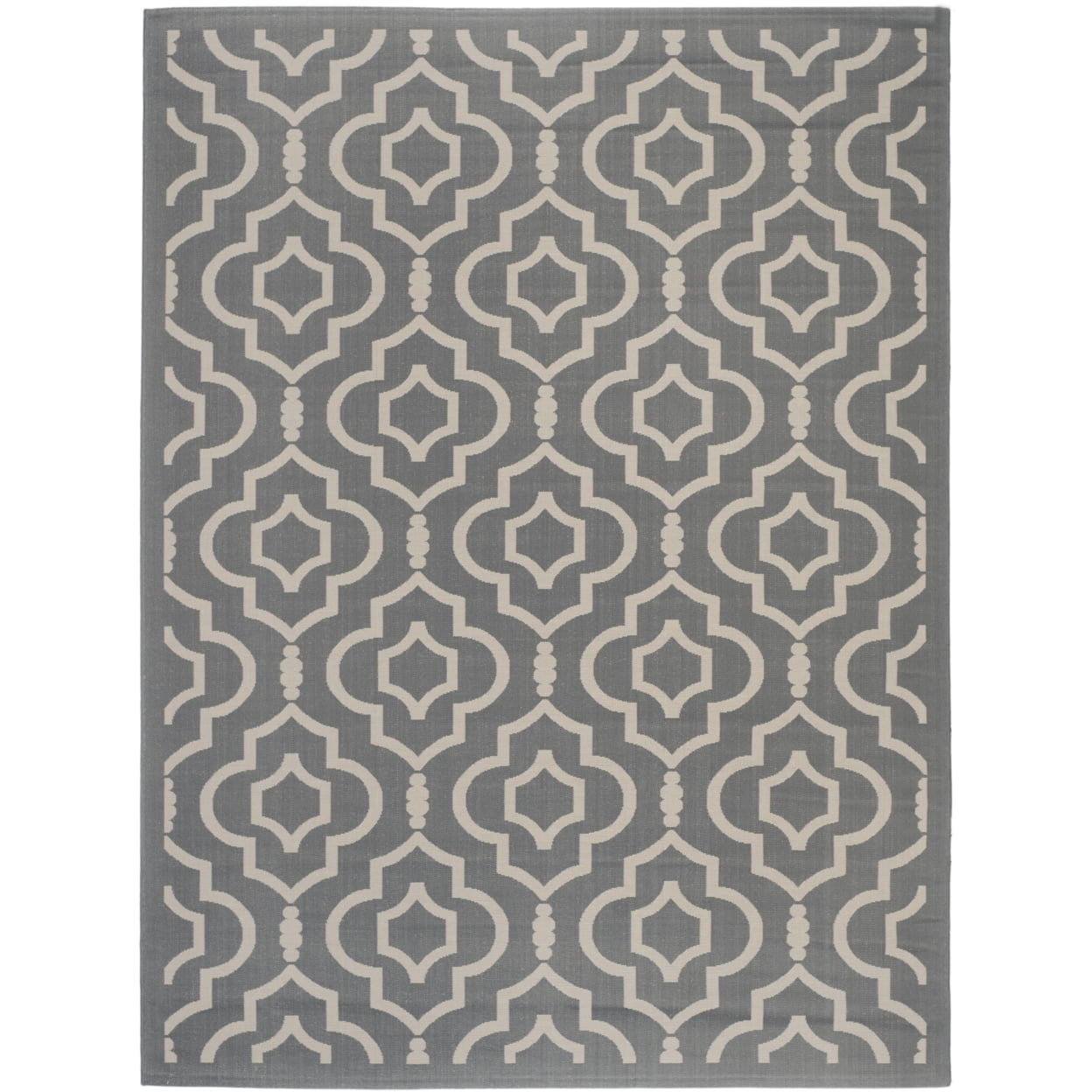 Gray Geometric Low Pile Synthetic Outdoor Area Rug