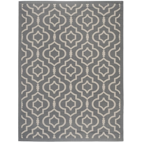 Safavieh Courtyard Lavern Geometric Indoor/Outdoor Area Rug, Anthracite/Beige, 4' x 5'7"