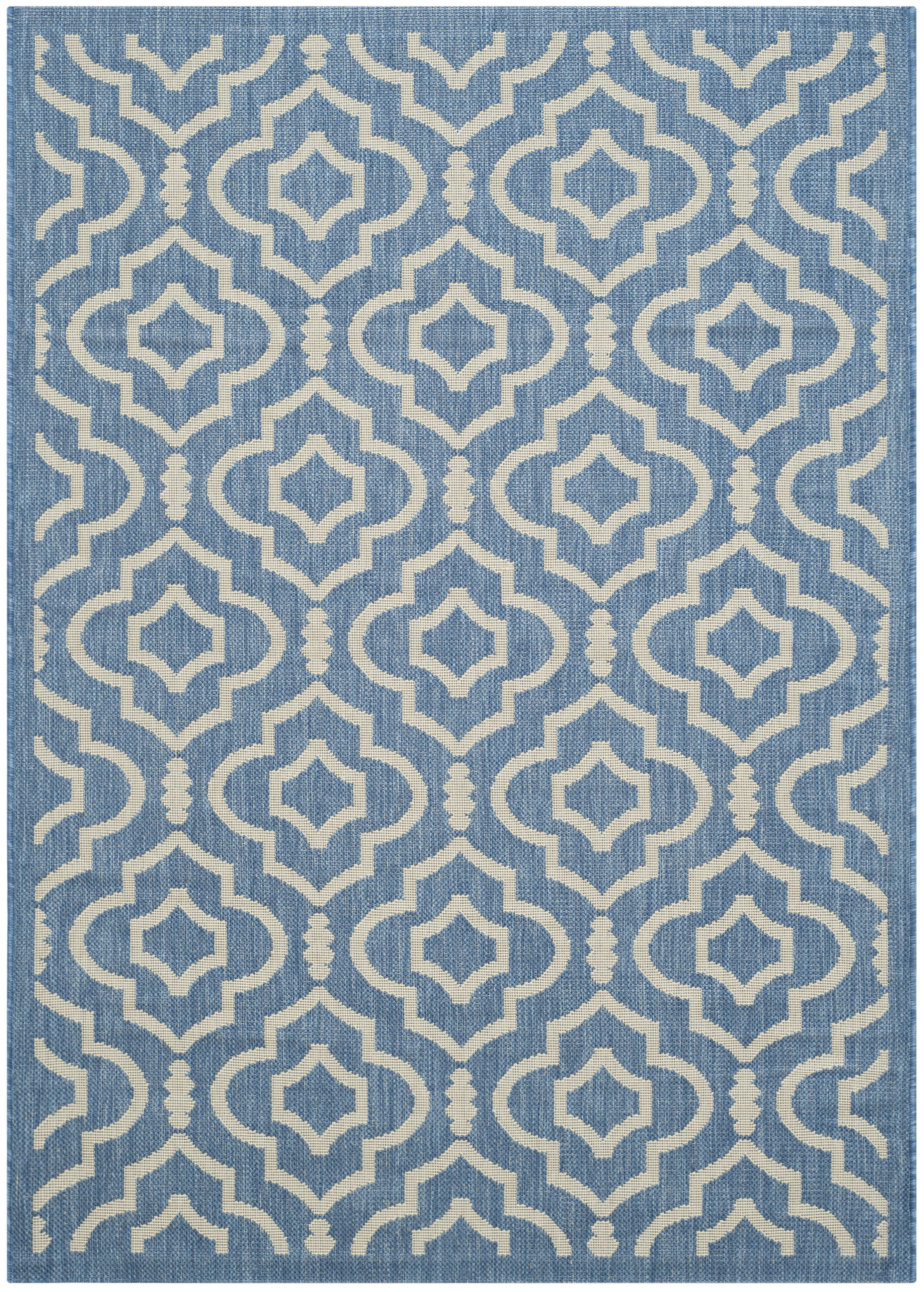 Safavieh Courtyard Lavern Geometric Indoor/Outdoor Area Rug, Blue/Beige, 4' x 5'7"