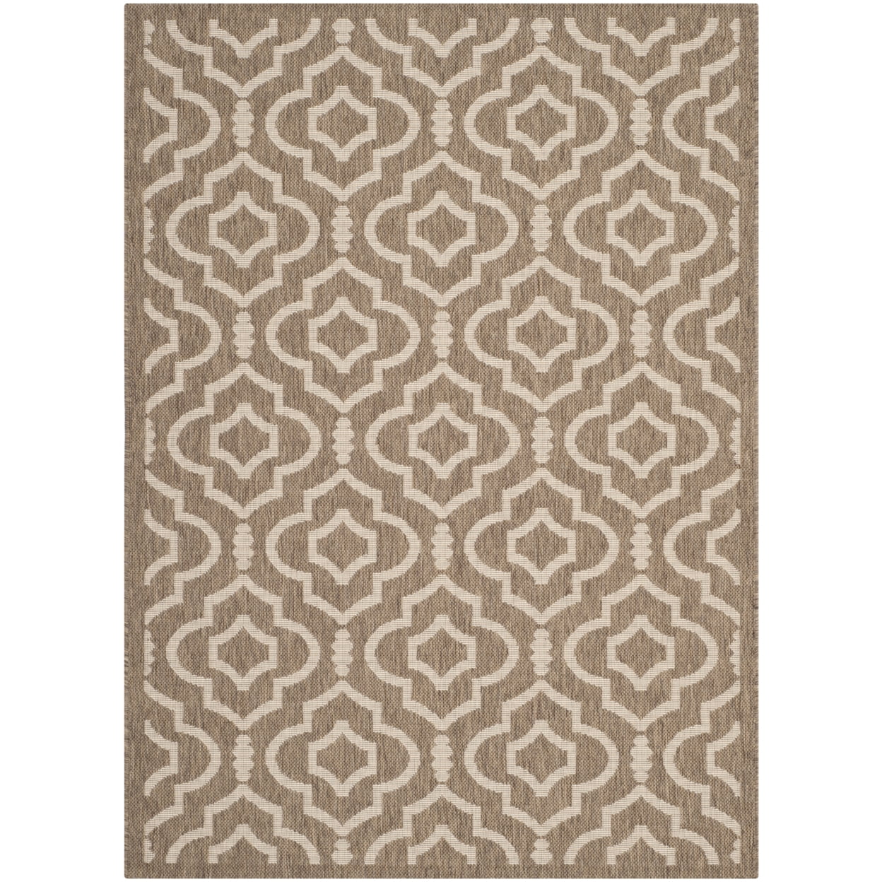 Brown and Bone Geometric Indoor/Outdoor Area Rug