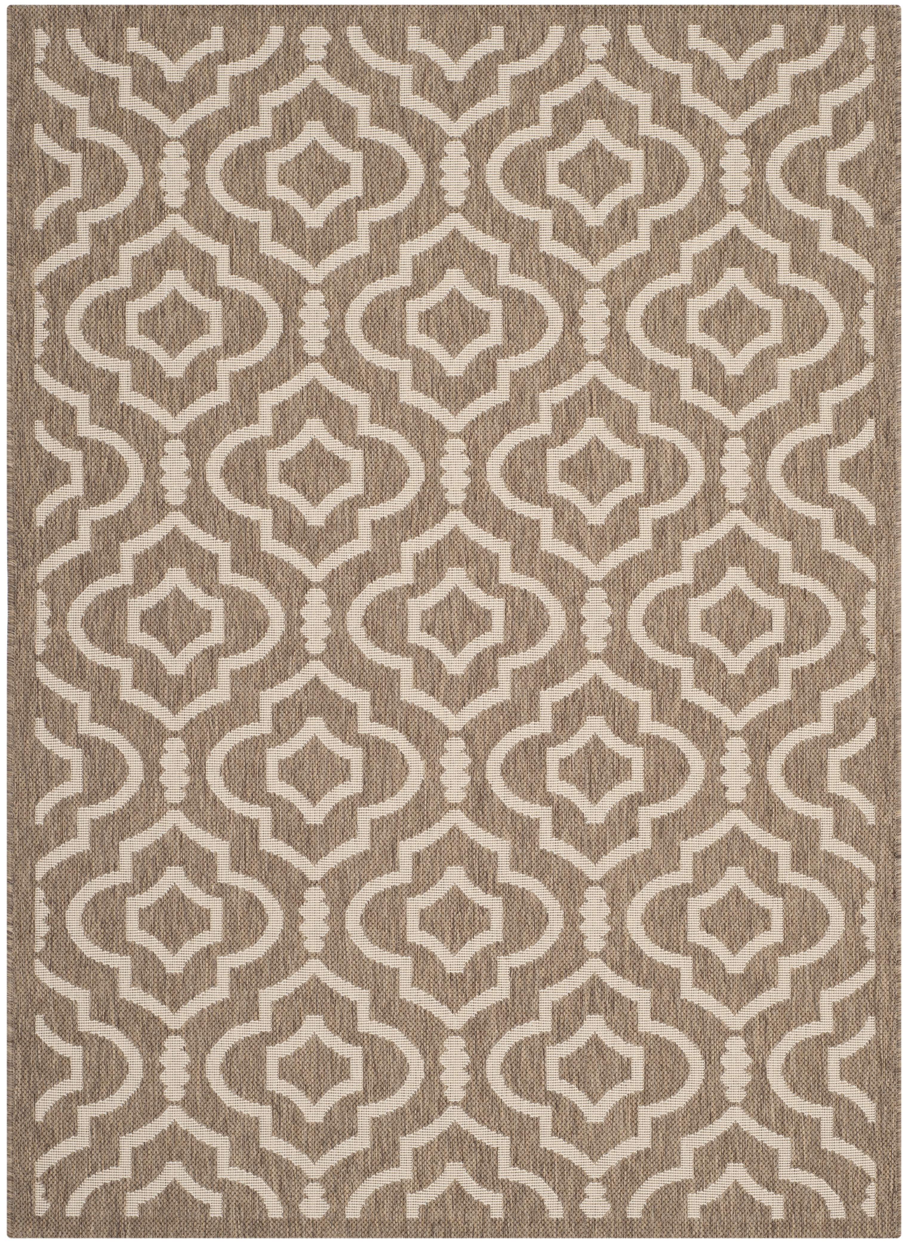 Safavieh Courtyard Lavern Geometric Indoor/Outdoor Area Rug, Brown/Bone, 4' x 5'7"