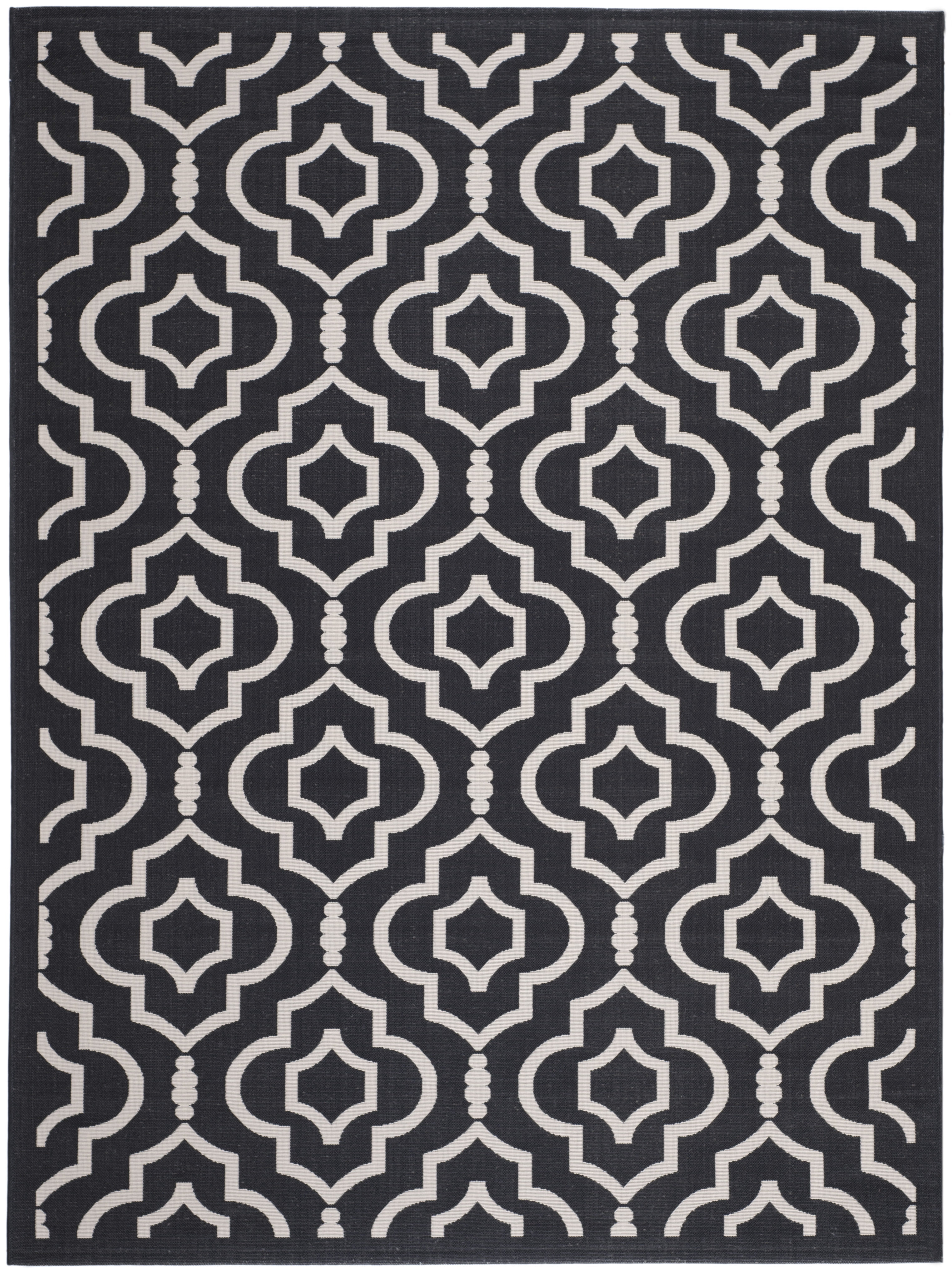 Safavieh Courtyard Lavern Geometric Indoor/Outdoor Area Rug, Black/Beige, 5'3" x 7'7"