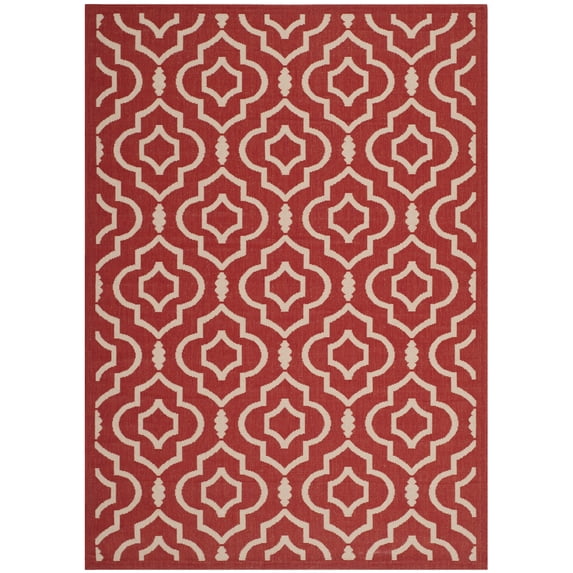 Safavieh Courtyard Lavern Geometric Indoor/Outdoor Area Rug, Red/Bone, 5'3" x 7'7"
