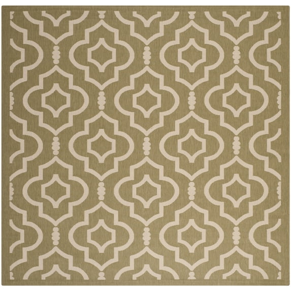 Safavieh Courtyard Lavern Geometric Indoor/Outdoor Area Rug, Green/Beige, 7'10" x 7'10" Square