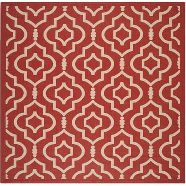 Safavieh Courtyard Alexa Geometric Indoor/Outdoor Area Rug, 7'10" x 7'10" Square, Red/Bone