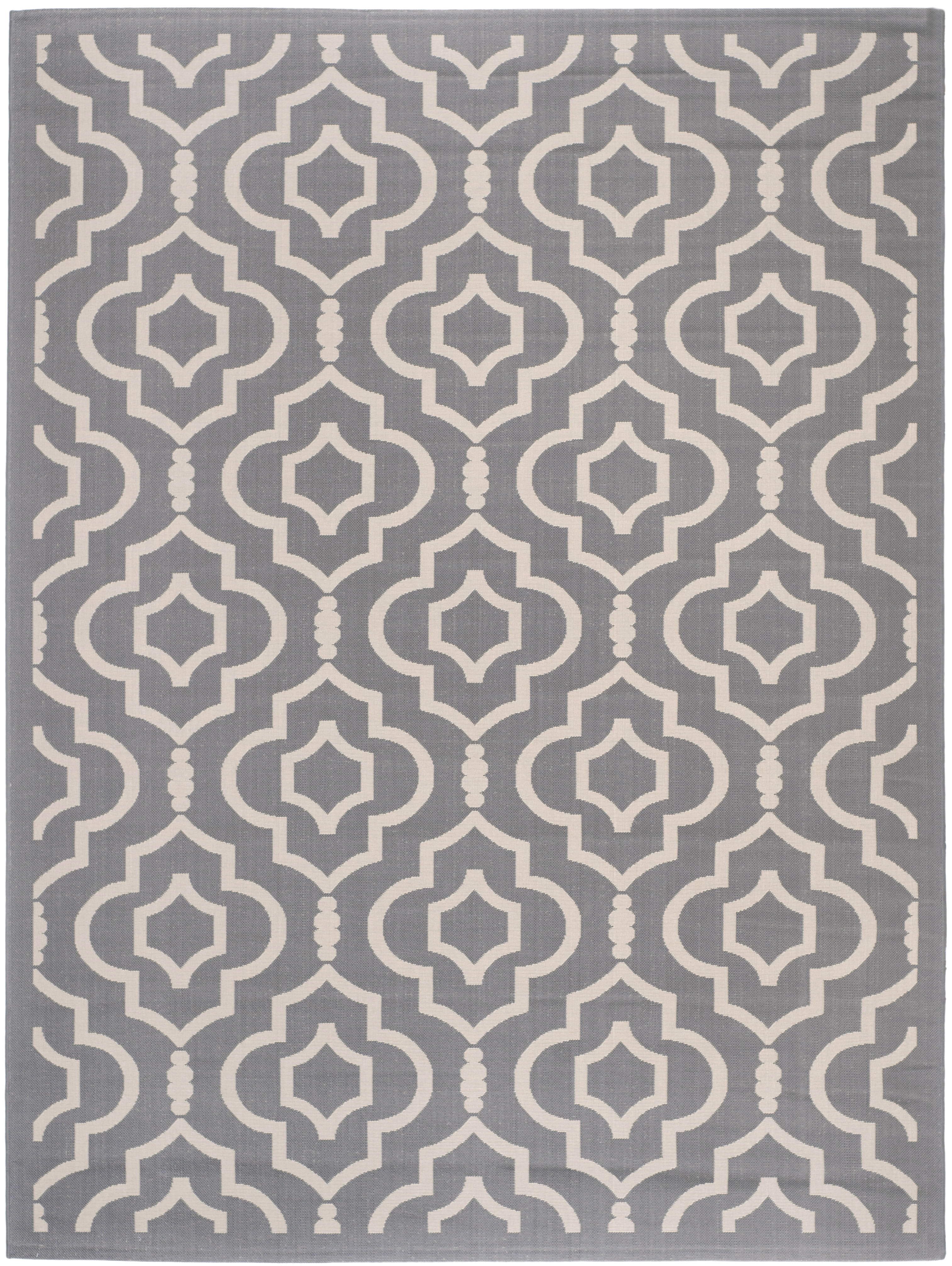 Safavieh Courtyard Lavern Geometric Indoor/Outdoor Area Rug, Anthracite/Beige, 9' x 12'