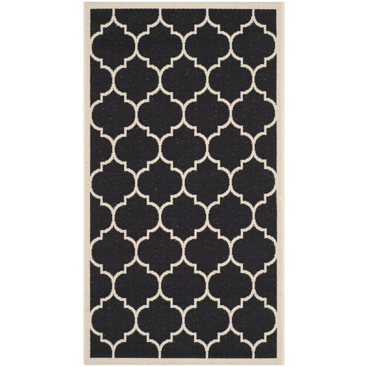 Elegant Black Synthetic Rectangular Indoor/Outdoor Rug, 31in x 4in