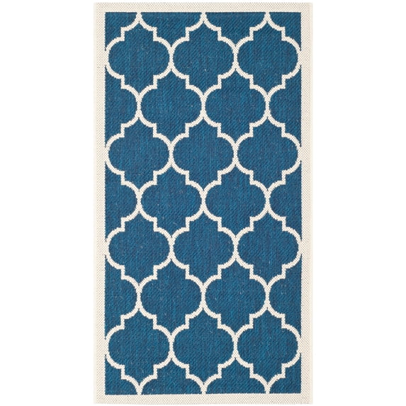 Safavieh Courtyard Alyssa Geometric Indoor/Outdoor Area Rug, Navy/Beige, 2'7" x 5'