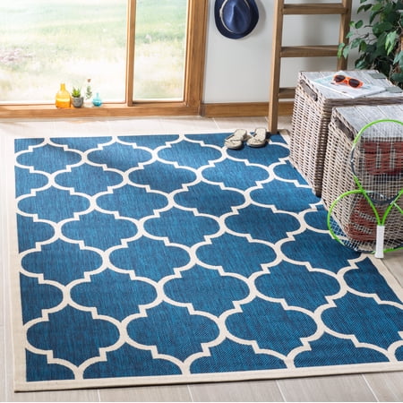 Safavieh Courtyard Alyssa Geometric Indoor/Outdoor Area Rug, Navy/Beige, 2' x 3'7"