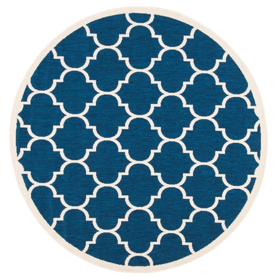 Safavieh Courtyard Alyssa Geometric Indoor/Outdoor Area Rug, Navy/Beige, 4' x 4' Round