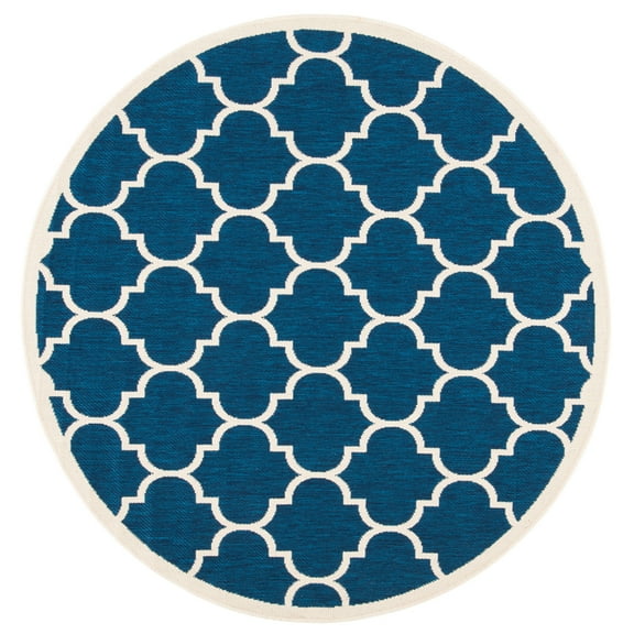 Safavieh Courtyard Alyssa Geometric Indoor/Outdoor Area Rug, 4' x 4' Round, Navy/Beige