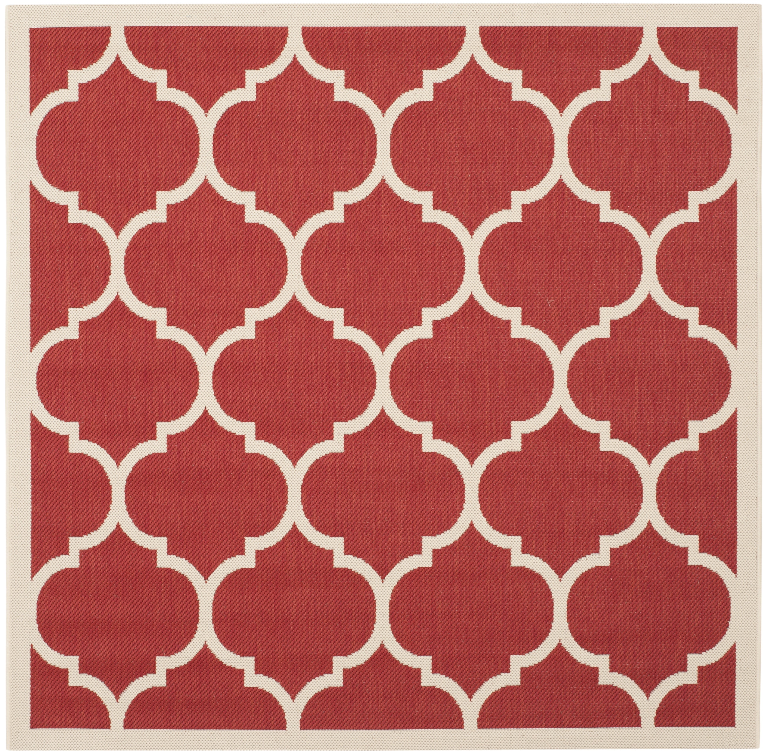 Safavieh Courtyard Alyssa Geometric Indoor/Outdoor Area Rug, Red/Bone, 4' x 4' Square