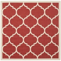Safavieh Courtyard Alyssa Geometric Indoor/Outdoor Area Rug, 4' x 4' Square, Red/Bone